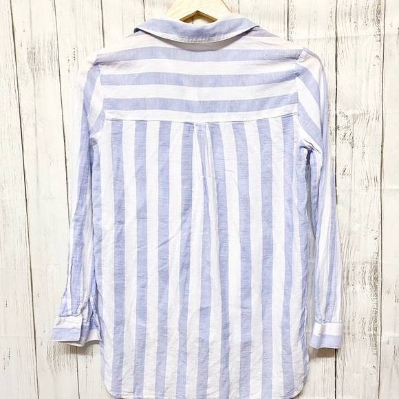 Lucia-Pink Blue Striped Button Down - S - Picture 6 of 7